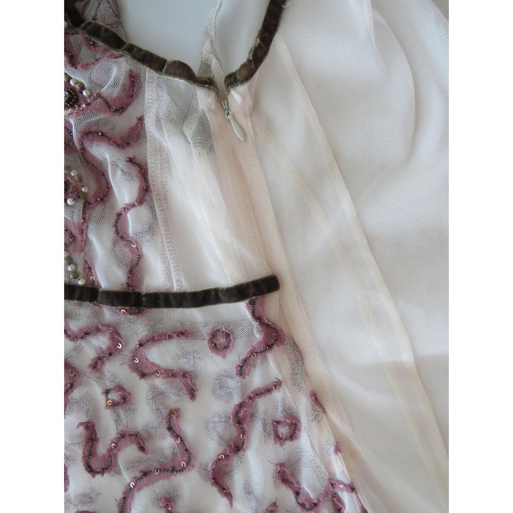 Vintage Pinko Italian 90s Silk Blend Embroidered Beaded Mesh Cami Made in Italy - Picture 10 of 11